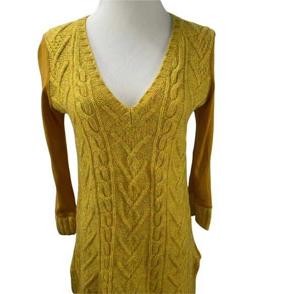 Anthropologie Pilcro Letterpress Cable Knit Mixed Fabrics Sweater Knit Top - Picture 3 of 13